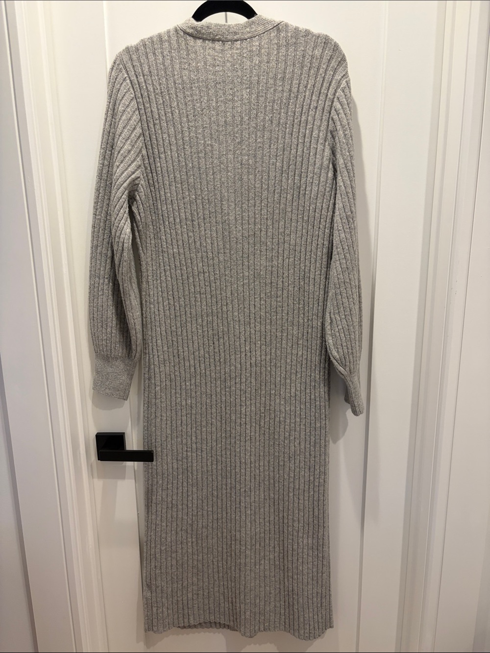 Ribbed Button-Front Long Line Cardigan/Sweater Dress- Light Gray. Worn Once. - Picture 2 of 4